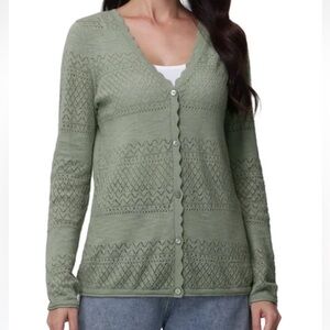 Frye green pointelle cardigan small